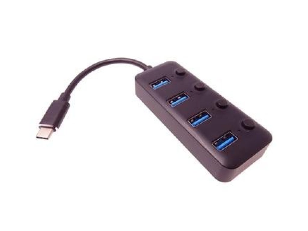 PREMIUMCORD USB 3.1 hub 5G SuperSpeed, C-4xA, M/4xF, vypínací (ku31hub08)