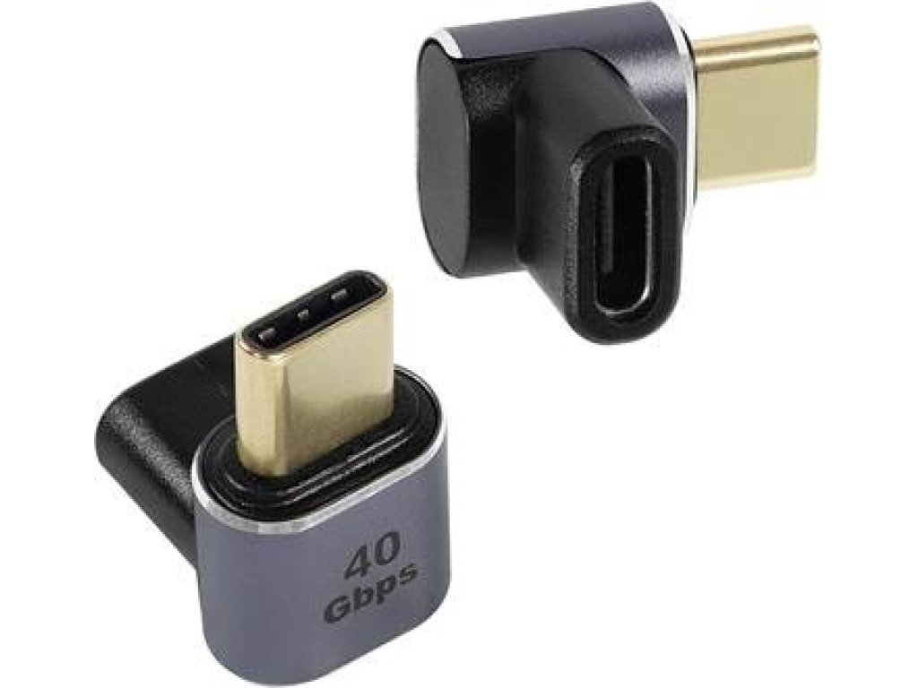 PREMIUMCORD zahnutý 90° Adaptér USB-C Female - USB-C Male 40Gbps Aluminium (kur31-38)