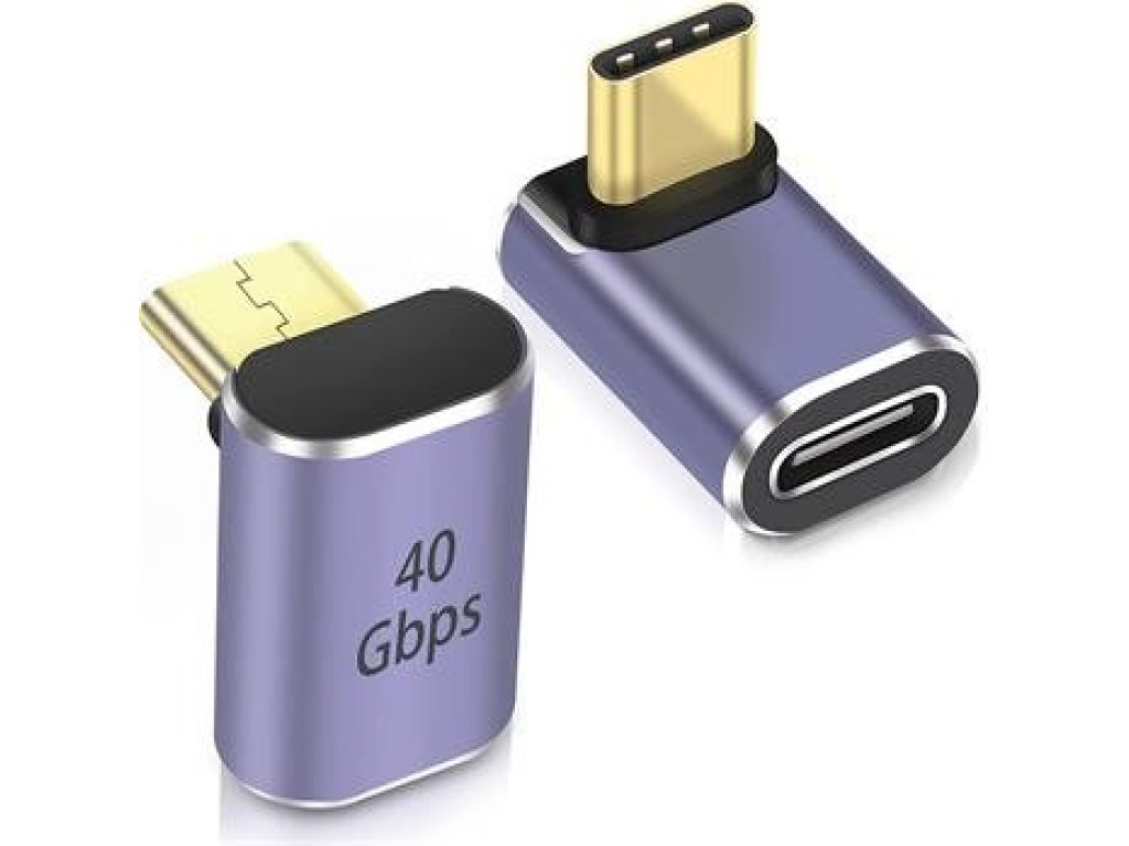 PREMIUMCORD zahnutý 90° Adaptér USB-C Female - USB-C Male 40Gbps Aluminium (kur31-39)