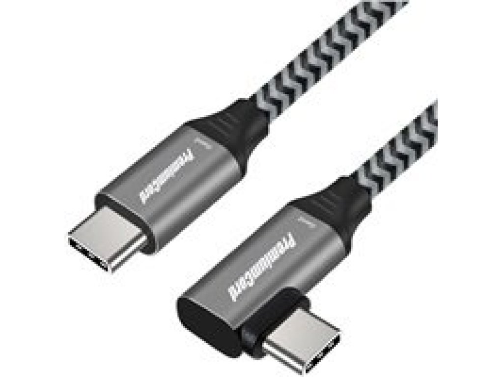 PREMIUMCORD Zahnutý kabel USB-C (USB 3.2 Gen 2, 3A, 60W, 20Gbit/s), hliníkové krytky konektoru, 0,5m (ku31cu05)