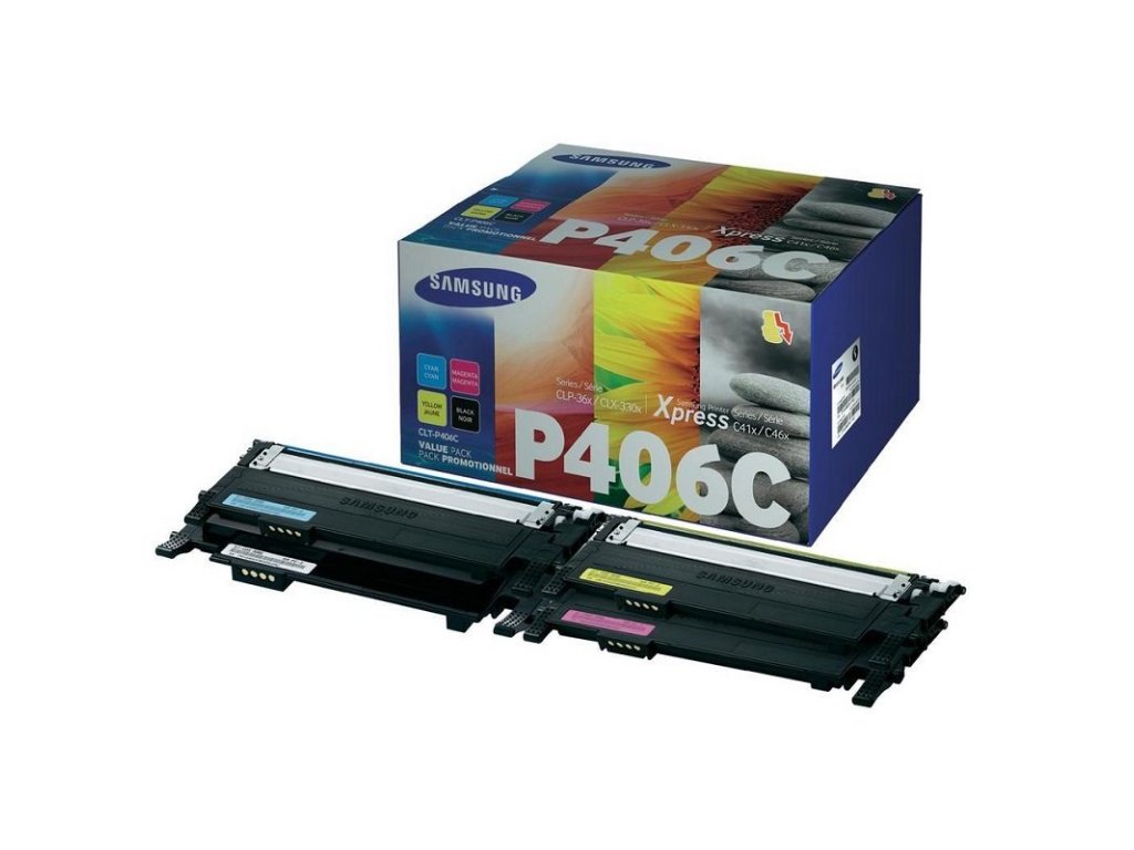 SAMSUNG toner CMYK sada CLT-P406C pro CLP-360/365/CLX-3300/3305/C410/C460 - 1500/1000 str. (SU375A)