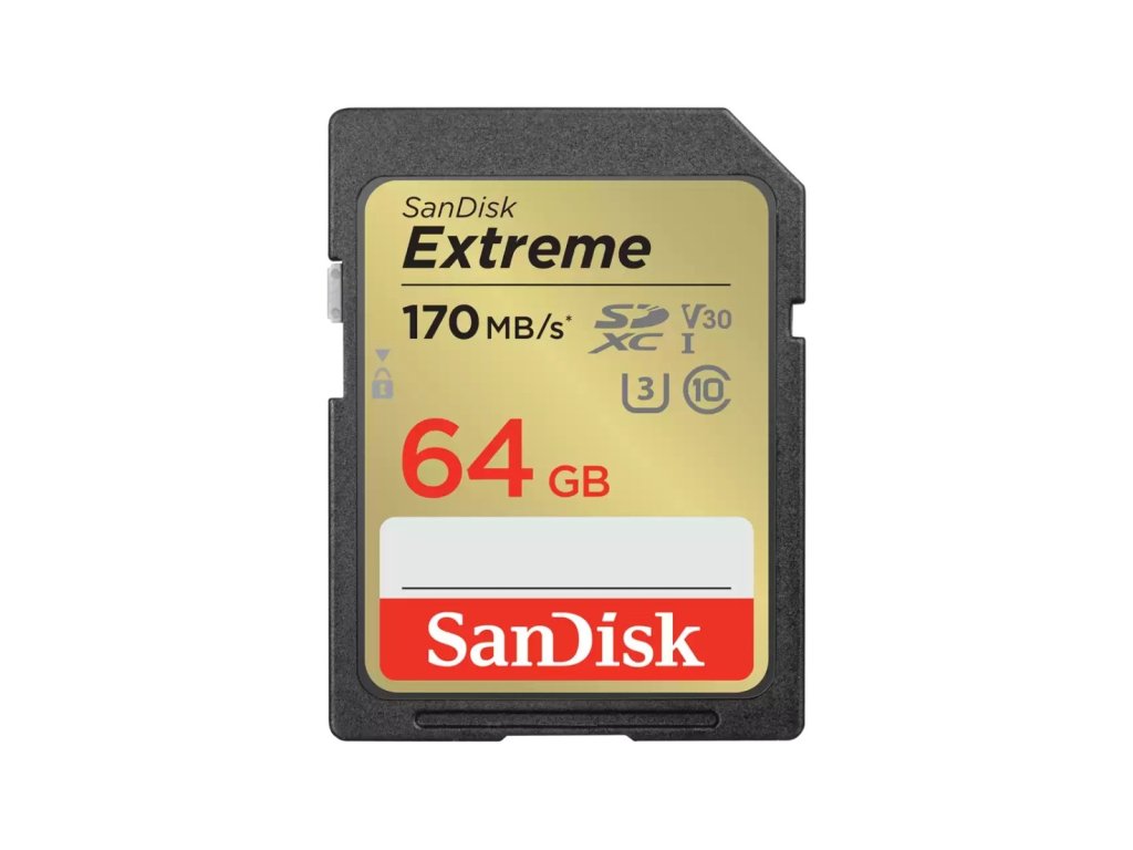 SANDISK Extreme 64GB SDXC 170MB/s & 80MB/s, UHS-I, Class 10, U3, V30 (SDSDXV2-064G-GNCIN)