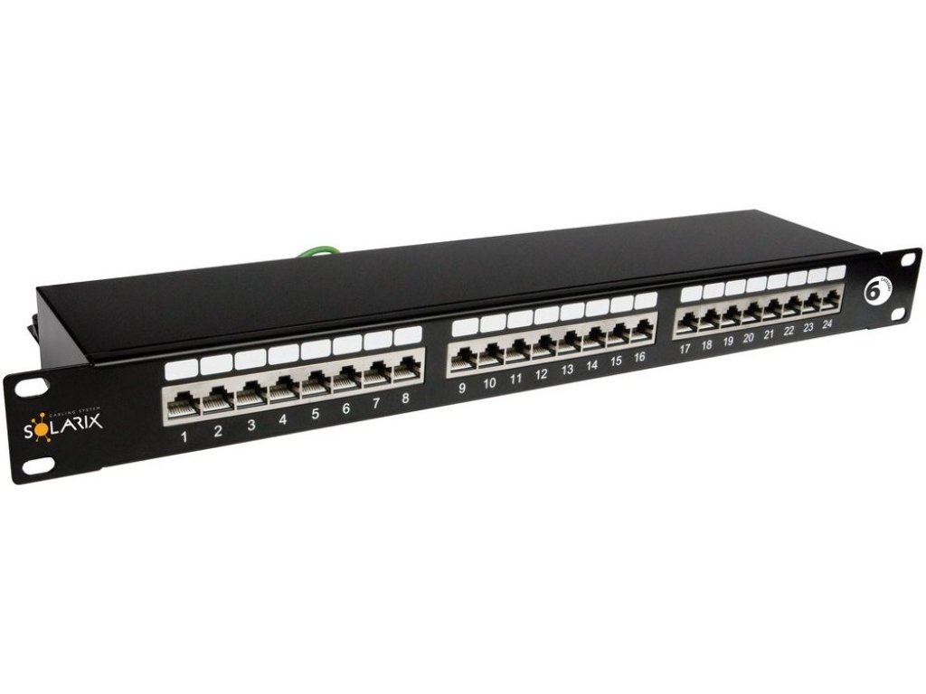 SOLARIX 19" Patch panel 24 x RJ45 CAT6 STP cerný