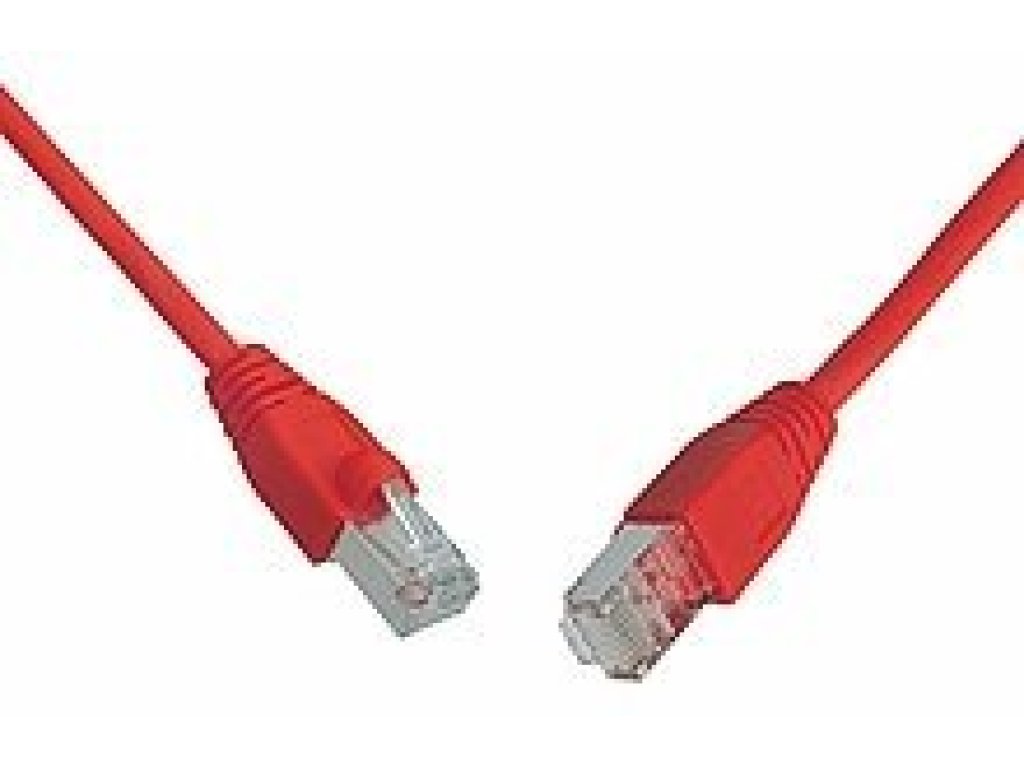 SOLARIX patch kabel S/FTP, RJ45-RJ45, CAT5e, 3m, červený (C5E-315RD-3MB)