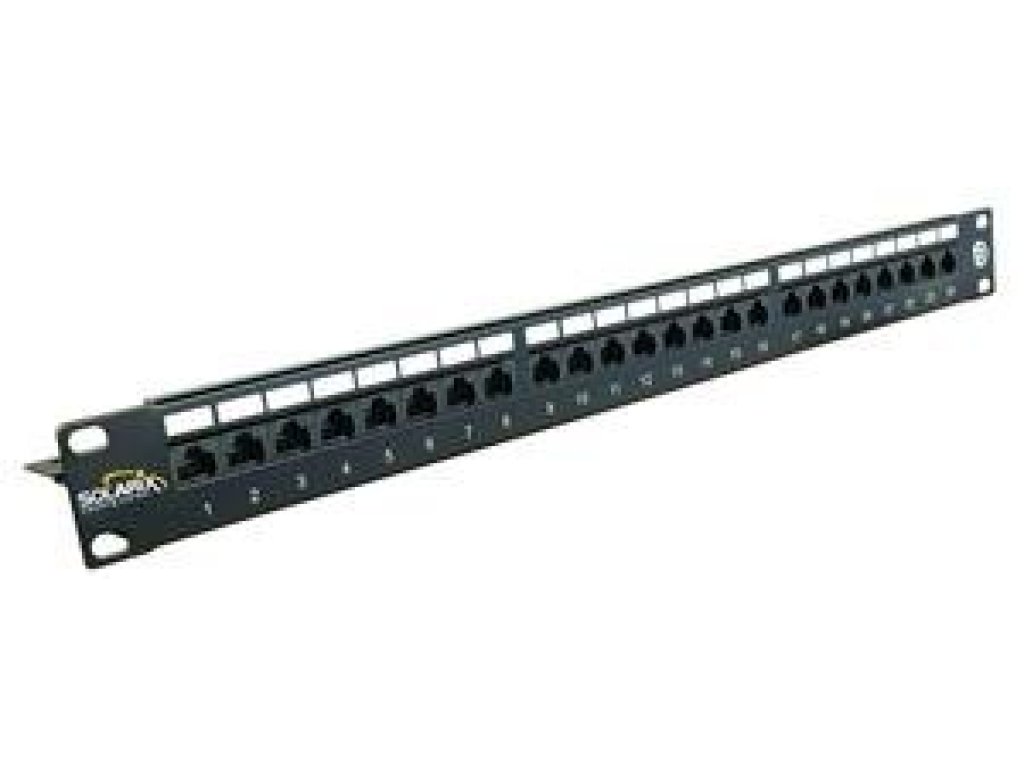 SOLARIX patch panel 24 x RJ45 CAT6 UTP s vyvaz. lištou cerný 1U (SX24L-6-UTP-BK-N)