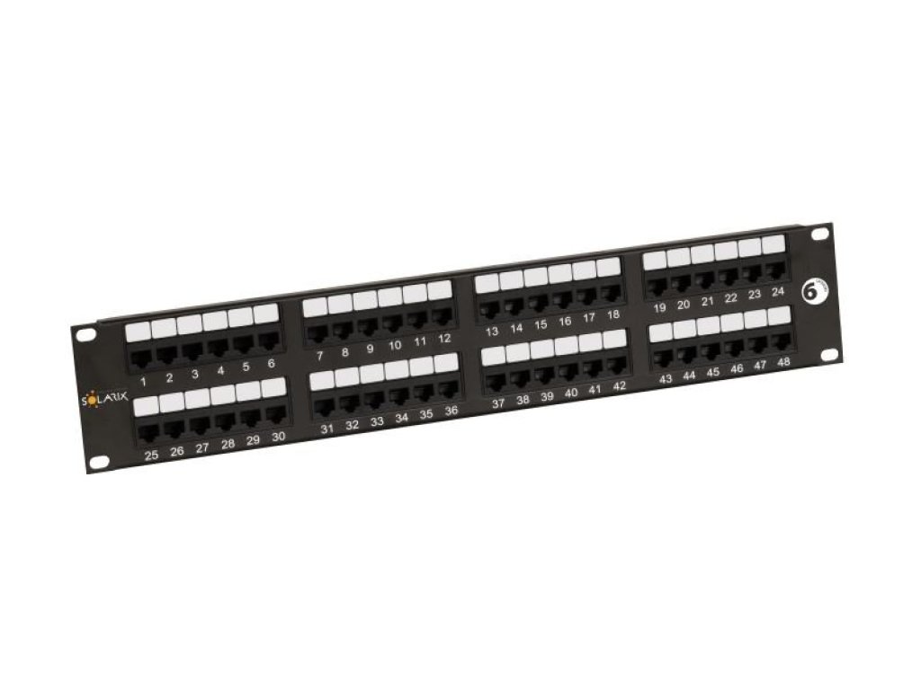 SOLARIX patch panel 48 x RJ45 CAT6 UTP cerný 2U (350 MHz)