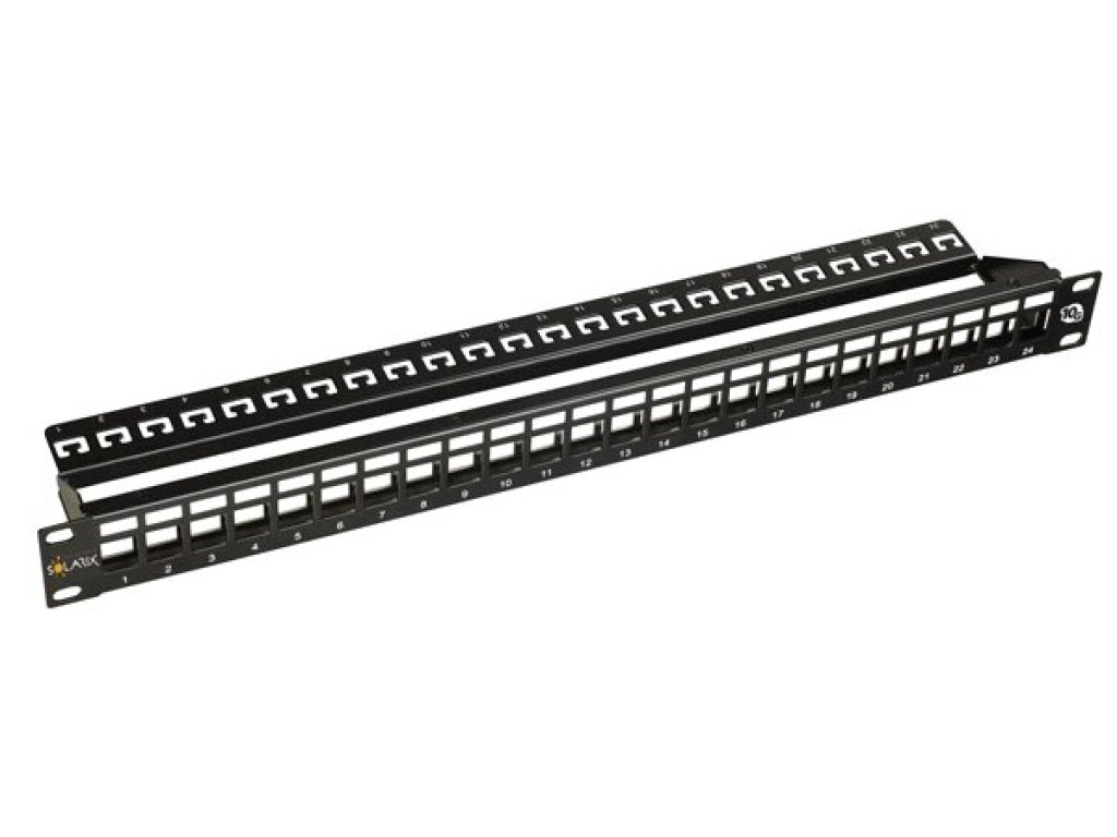 SOLARIX univerzální modulární neosazený patch panel 24 portu nerez 0,5U