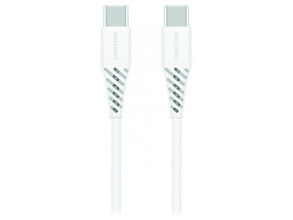 SWISSTEN DATOVÝ KABEL TPE USB-C/USB-C POWER DELIVERY 5A (100W) 1,5 M BÍLÝ (71506520)