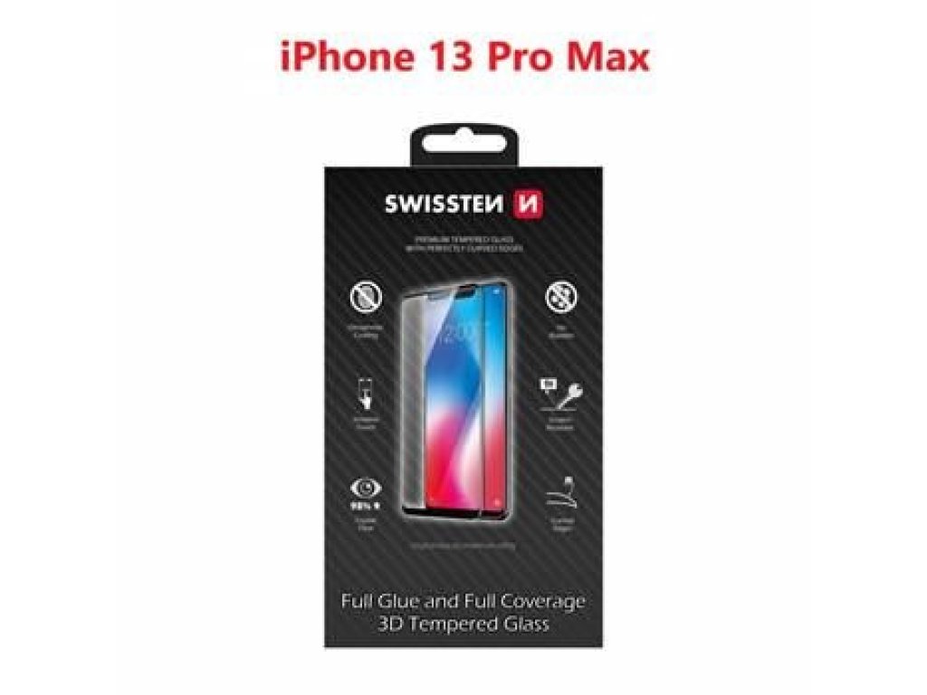 SWISSTEN ultra durable 3D APPLE IPHONE 13 Pro Max ČERNÉ (64701889)