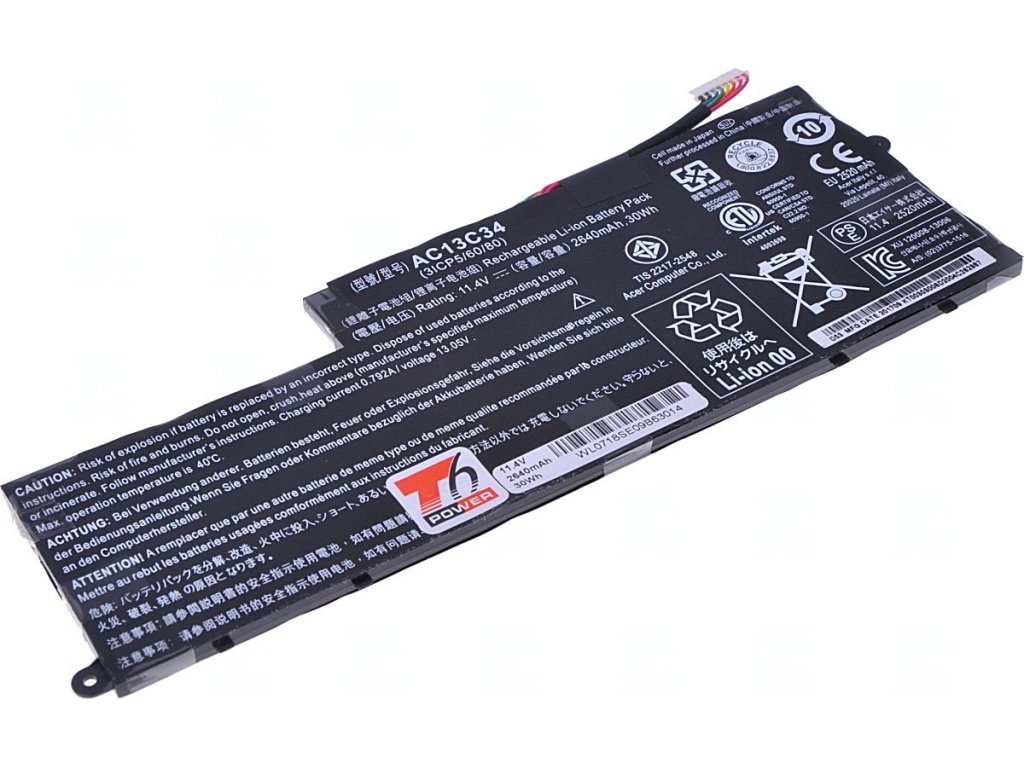 T6 Power Baterie Acer Aspire V5-122P, V5-132P, E3-111, E3-112, 2640mAh, 30Wh, 3cell, Li-pol (NBAC0082)