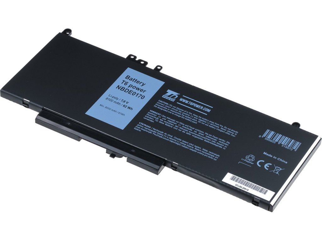 T6 Power Baterie Dell Latitude E5270, E5470, E5570, Precision 15 3510, 8100mAh, 62Wh, 4cell, Li-pol (NBDE0170)