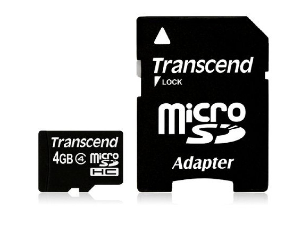 TRANSCEND 4GB MicroSDHC Class 4 + adaptér (TS4GUSDHC4)