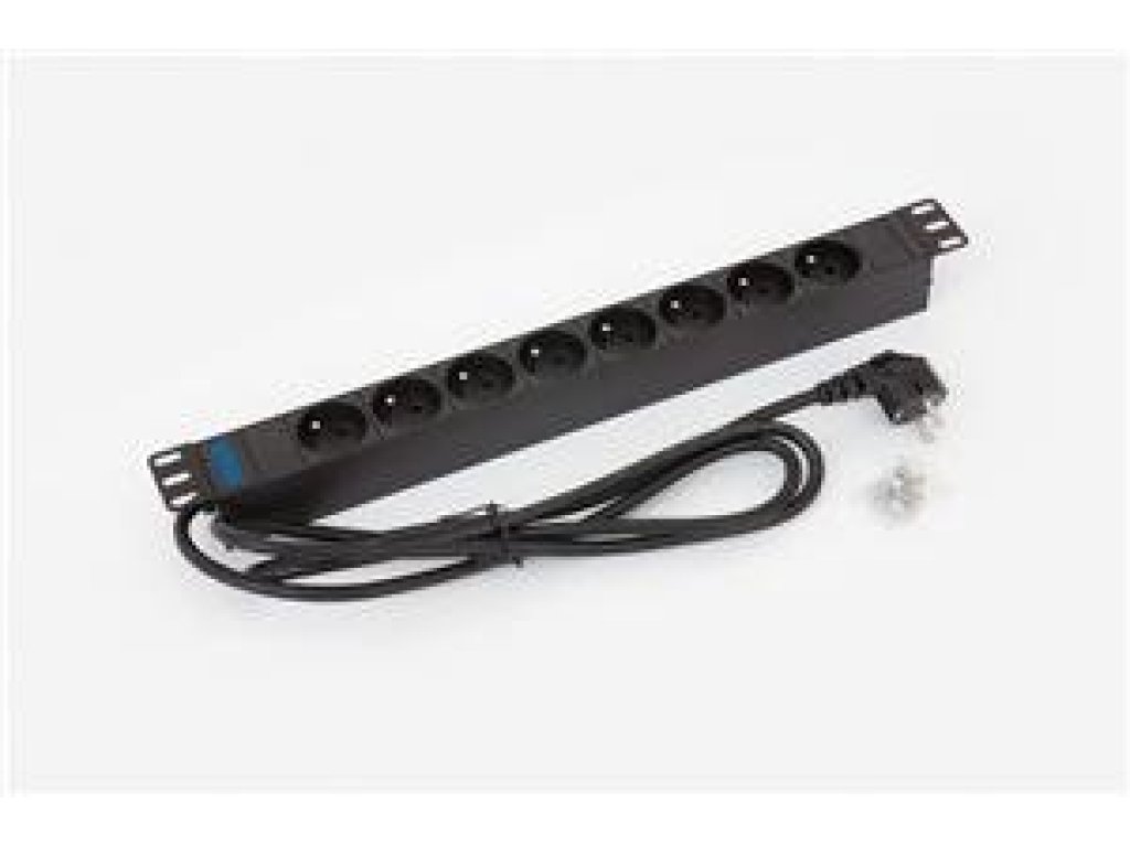 TRITÓN 19" rozvodný panel 8x230V - 2m, černý (RAB-PD-X01-A1)