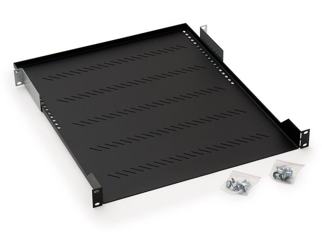 TRITON Police s perforací 19", 1U/550mm, nosnost 40kg, černá (rab-up-550-a1)