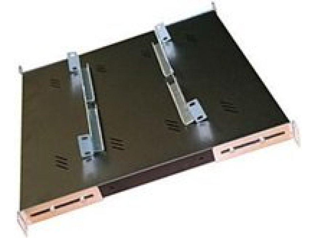 TRITON Police s perforací 19", 1U/650mm, nosnost 80kg, černá (RAB-UP-650-A4)