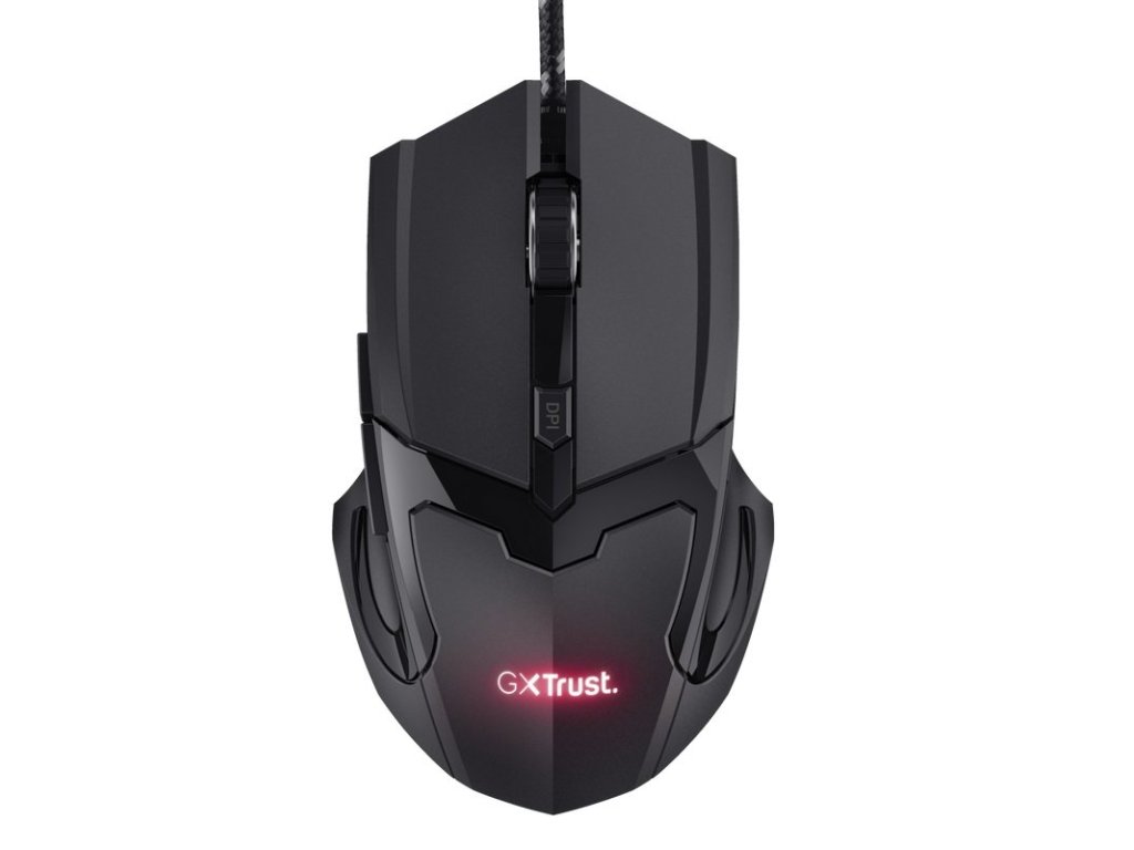 TRUST BASICS herní myš - Optická, Pro praváky, 4 800 DPI, Drátová USB, černá (24749)