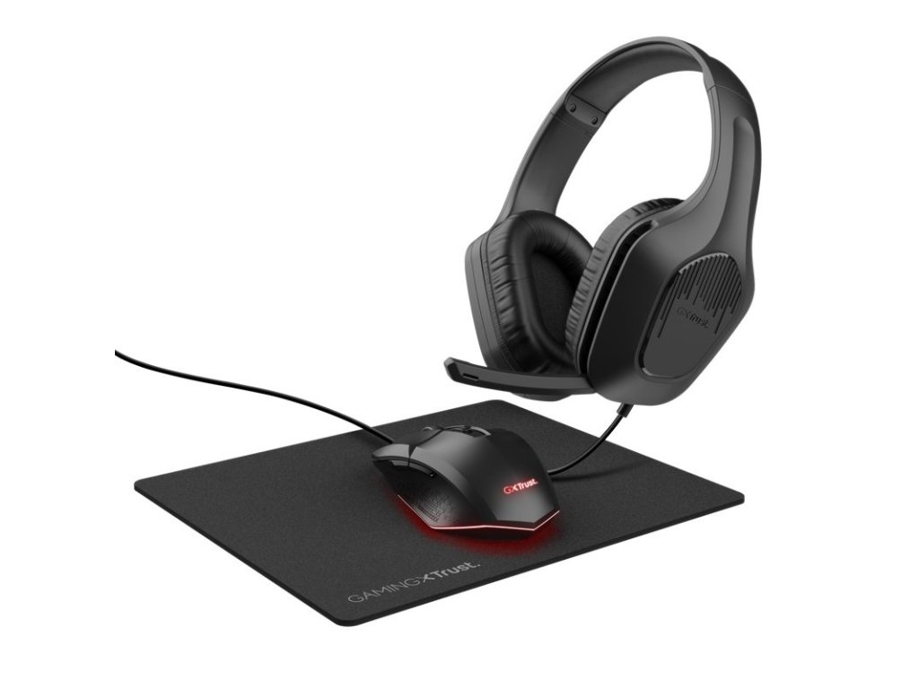 TRUST Sada sluchátka + myš + mousepad GXT 790 3v1 Gaming Bundle, černá (25117)