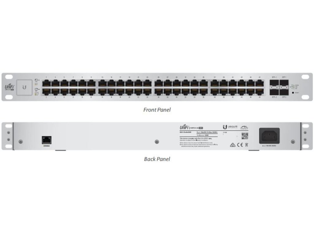 UBIQUITI US48-500W  48x1000Mbps + 2xSFP + 2xSFP+ PoE/PoE+/PoE24V