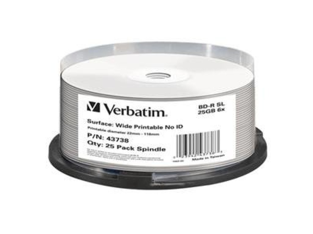 VERBATIM BD-R SL (25-Pack) Spindl/ NoID/ 6x/ 25GB (43738)
