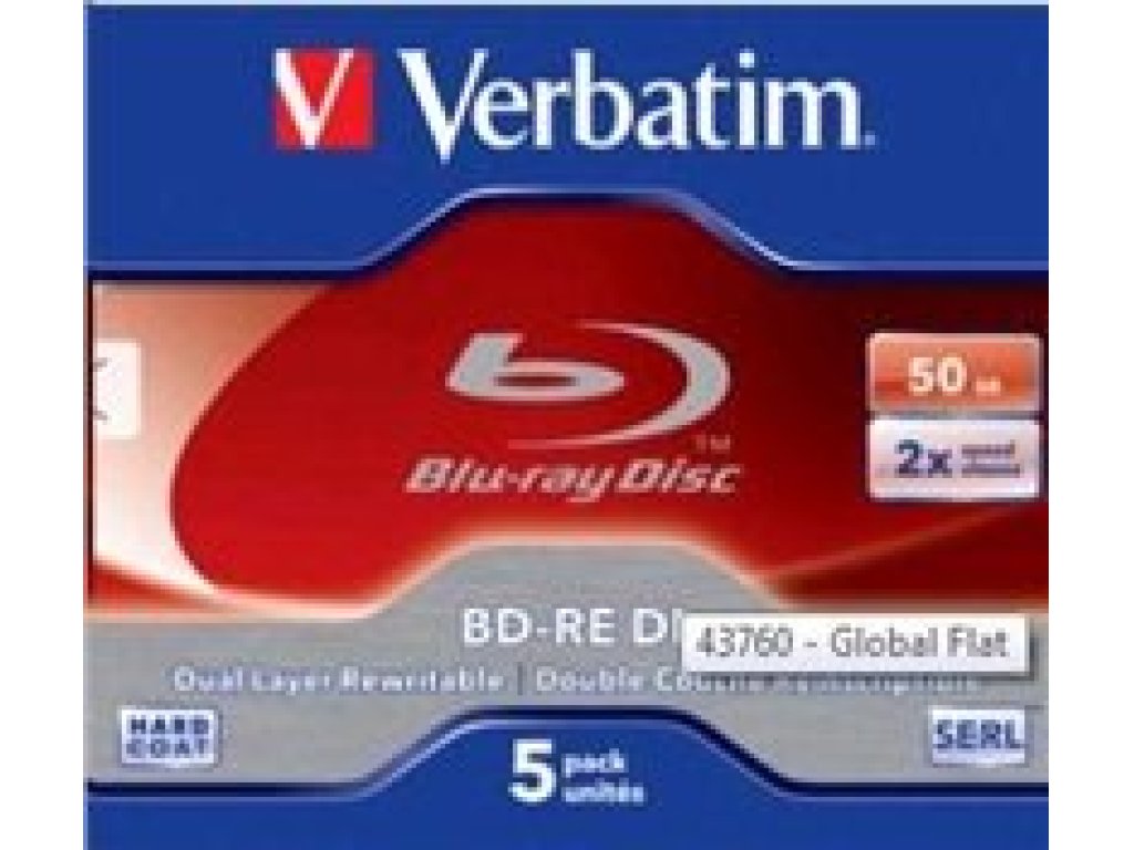 VERBATIM BD-RE DL 50GB 2x jewel 5ks (43760)