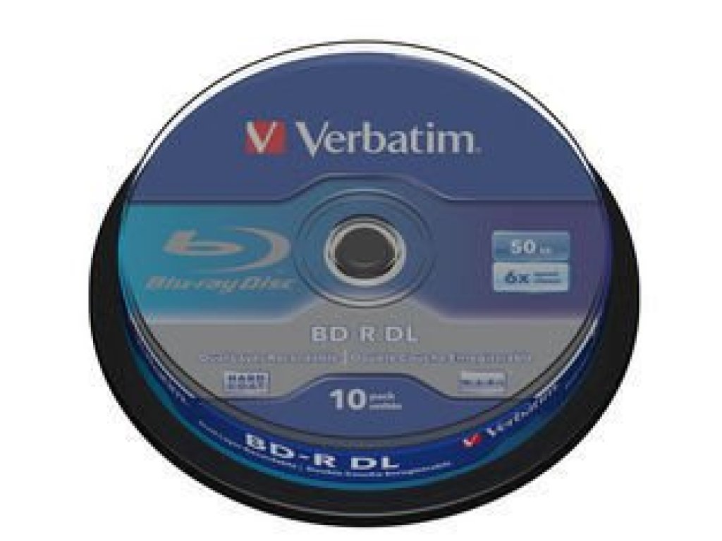VERBATIM Blu-ray BD-R DL Spindle 10 | 50GB | 6x |WHITE BLUE SURFACE HARD COAT (43746)