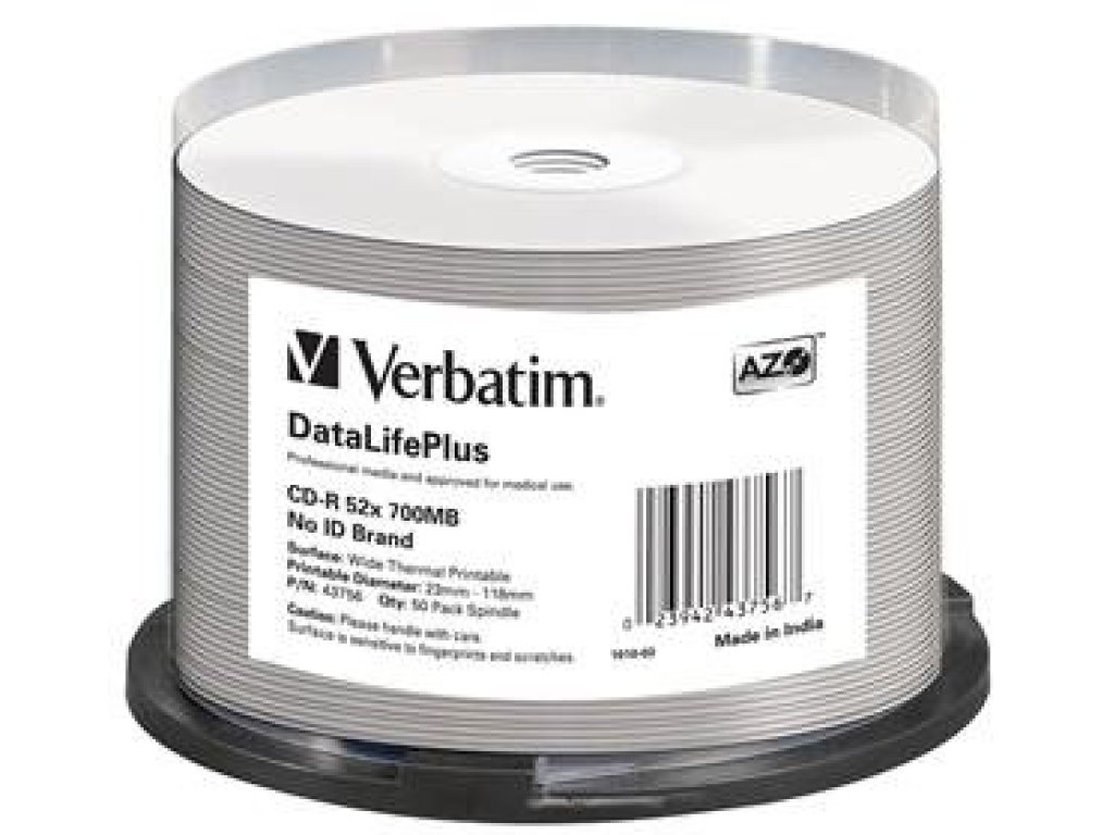 VERBATIM CD-R (50-Pack)/ 52x/ 700MB/ ThermoPrint/ NoID (43756)