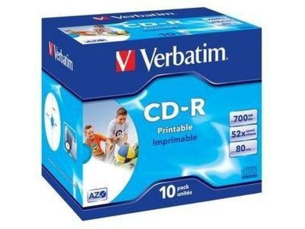 VERBATIM CD-R 700MB Printable 52x jewel10ks (43325)