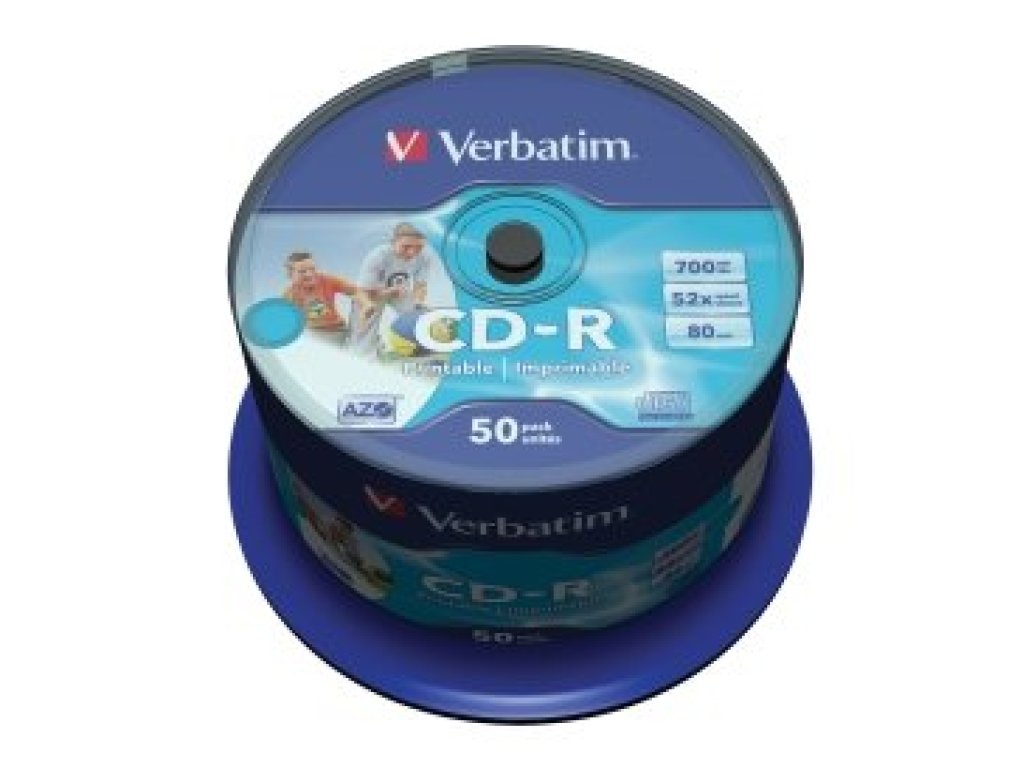 VERBATIM CD-R 700MB Printable 52x spindl 50ks (43309)