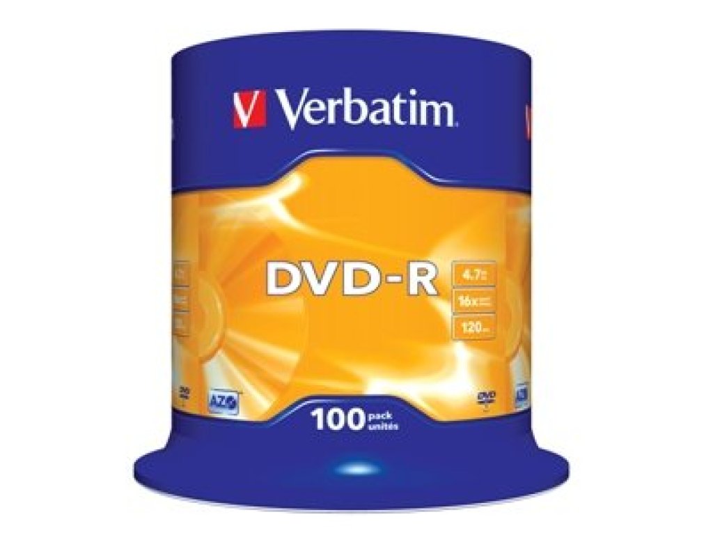 VERBATIM DVD-R 4,7GB 16x spindl 100ks (43549)