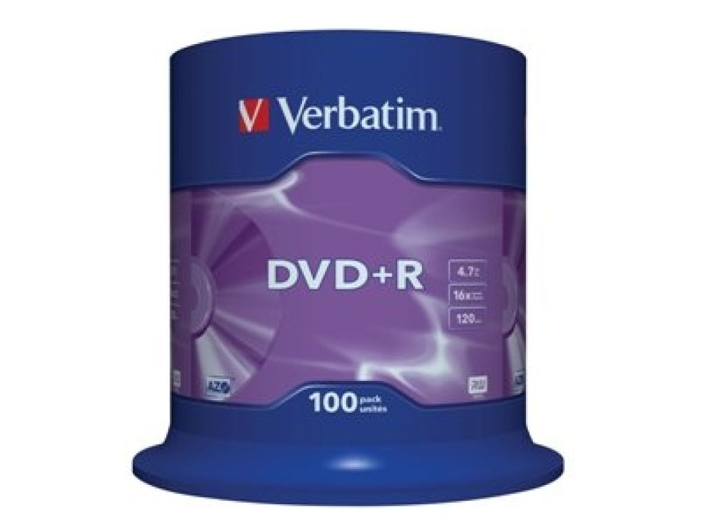 VERBATIM DVD+R 4,7GB 16x spindl 100ks (43551)