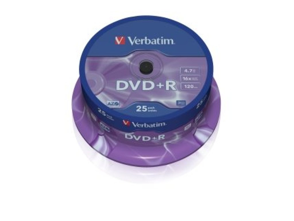 VERBATIM DVD+R 4,7GB 16x spinl 25ks (43500)