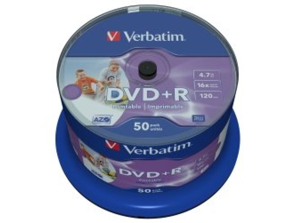 VERBATIM DVD+R 4,7GB Printable 16x spindl 50ks (43512)