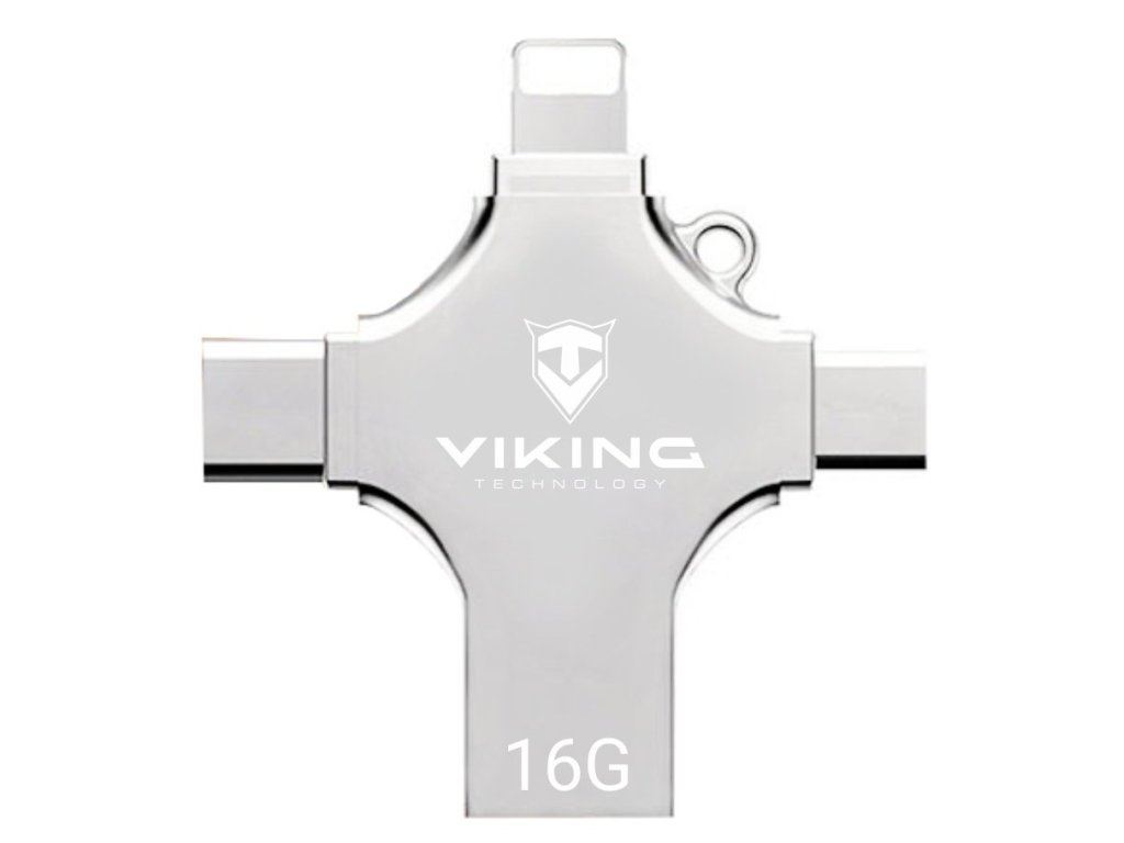VIKING FLASH DISK 16GB, 4v1 S KONCOVKOU APPLE LIGHTNING, USB-C, MICRO USB, USB-A (VUF16GBS)