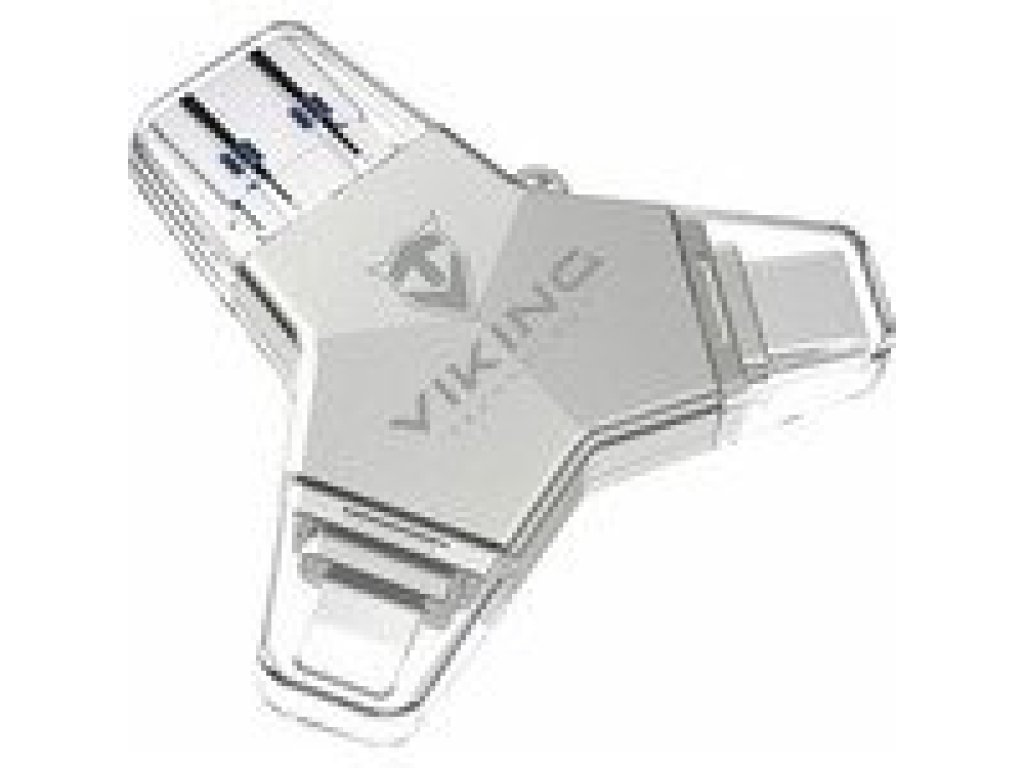 Viking USB Flash disk 3.0 4v1 s koncovkou Lightning/Micro USB/USB/USB-C, 128 GB, cerná (VUFII128B)