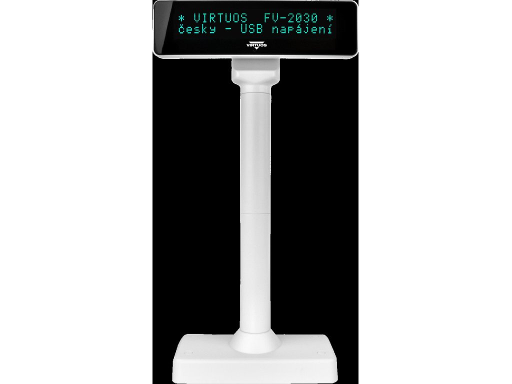 VIRTUOS VFD zákaznický displej Virtuos FV-2030W 2x20 9mm, USB, bílý (EJG1004)