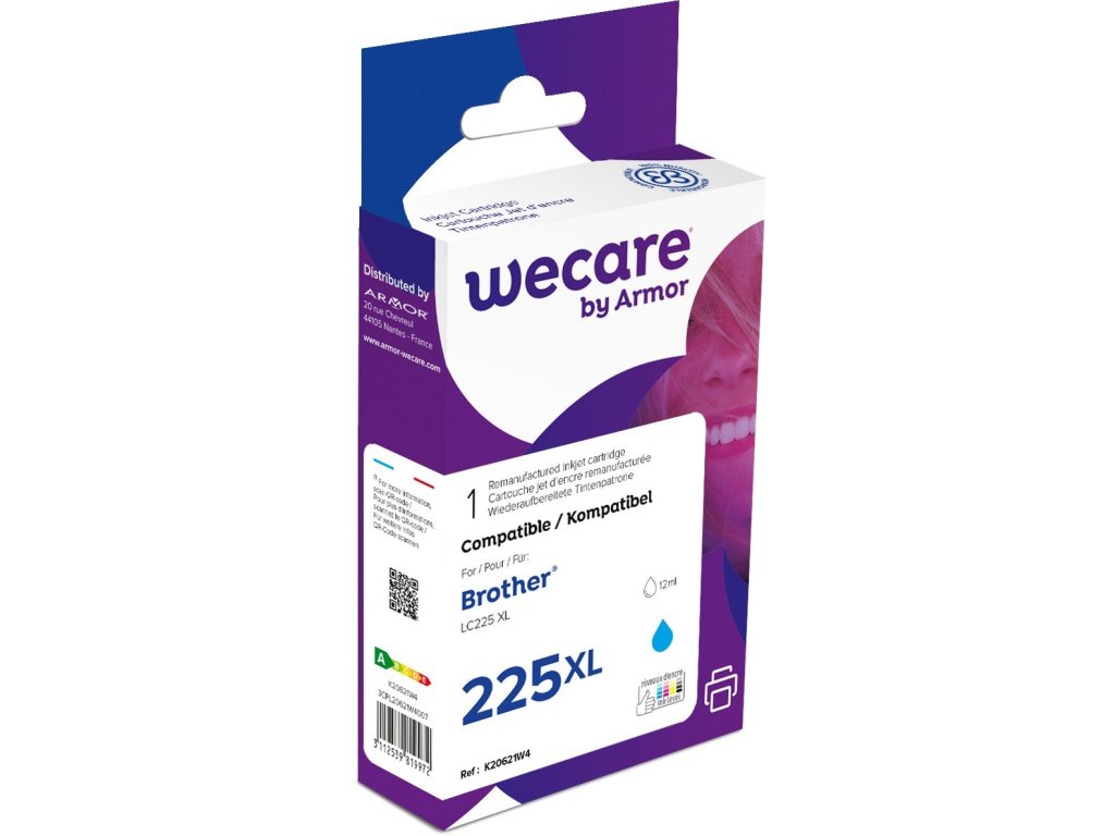 WECARE ARMOR ink kompatibilní s BROTHER LC-225C, modrá/cyan (K20621W4)