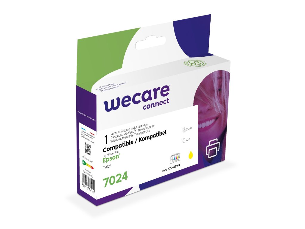 WECARE ARMOR ink kompatibilní s Epson WF4015, T70244010, 22ml, žlutá/yellow (K20436W4)
