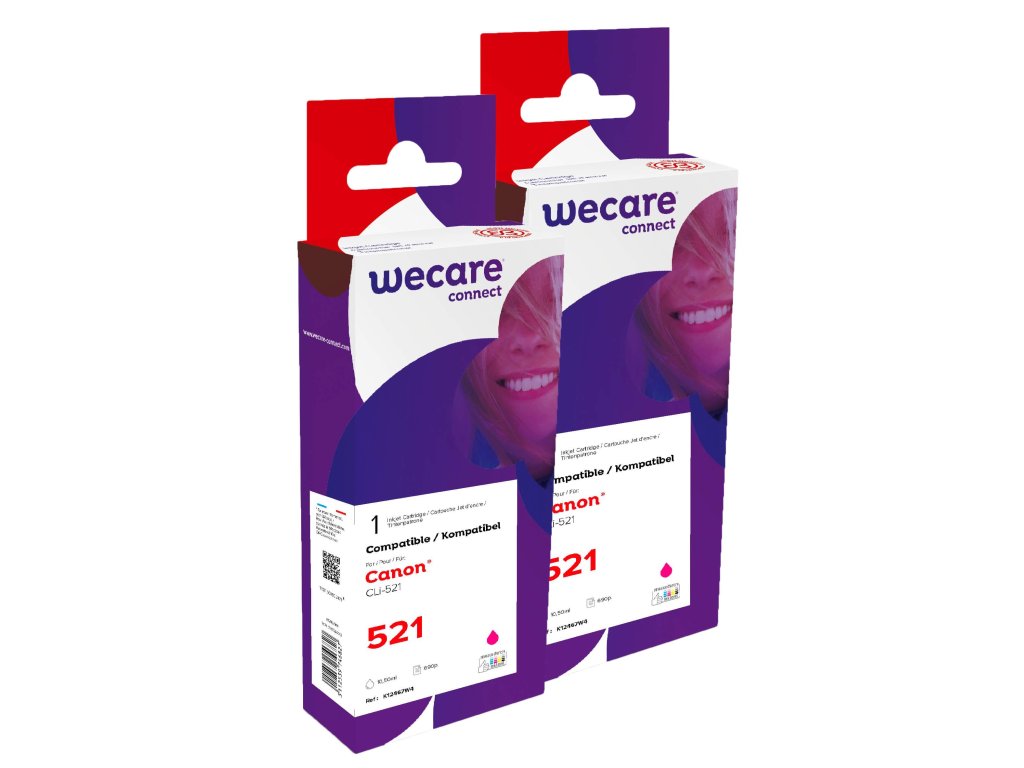 WECARE ARMOR sada ink kompatibilní s CANON CLI521M 2x10,5ml červená,CLI-521 M (P12467W4)