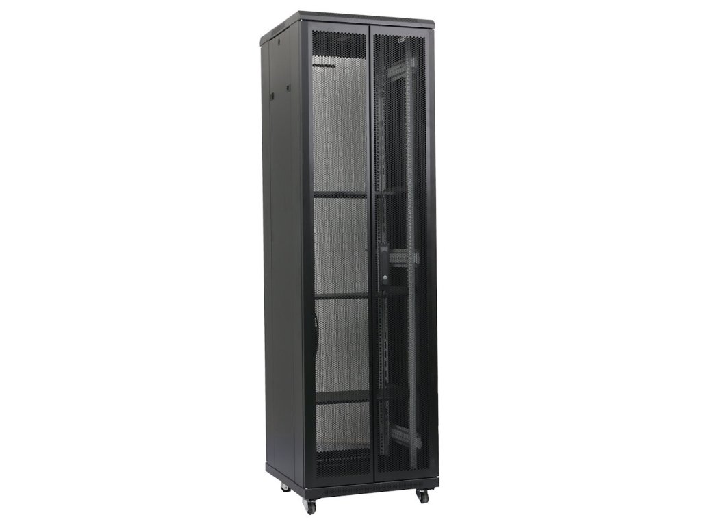 XTENDLAN 42U/800x1000 stojanový, černý, dvoudílné perforované dveře a záda (HPER-42U-80-BLACK-S)