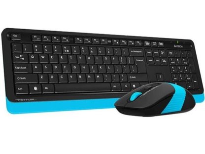 A4TECH set FSTYLER - bezdrátový set klávesnice s myší, voděodolné provedení, modrá, CZ/SK (FG1010_B)