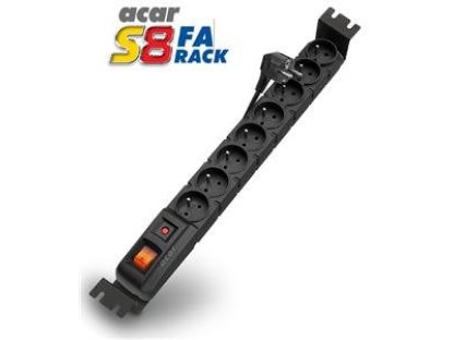 ACAR 19" napáj.panel S8/3m 8x220V Black+prep.ochr.