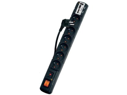 ACAR přepěťová ochrana, 6 zásuvek, 2xUSB, 3m, černá (ppacarusb-3)
