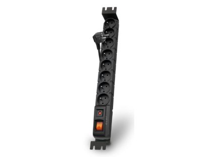 ACAR S8 FA Rack 3m kabel, 8 zásuvek, přepetová ochrana, do racku 19", černá