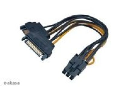 AKASA kabel 2xSATA-6pin PCIE, 2xM/M, 0,15m (AK-CBPW13-15)