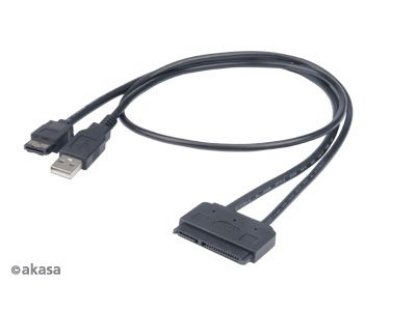 AKASA kabel, eSATA+USB-SATA, propojovací, 0,8m, černý (AK-CBSA03-80BK)