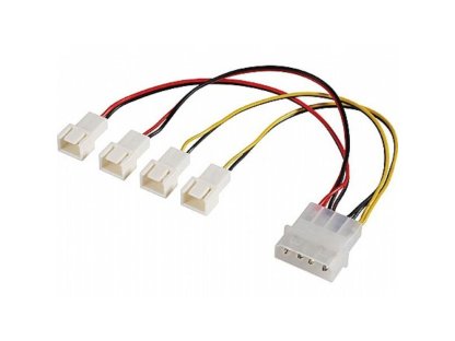 AKASA kabel napájecí, Molex-4x3pin fan, 0,15m (AK-CB001)