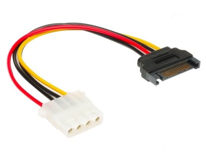 AKASA kabel napájecí SATA-Molex, M/F, 0,15m (AK-CBPW03-15)