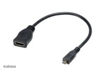 AKASA kabel redukce HDMI micro na HDMI female, full HD, 25cm (AK-CBHD09-25BK)