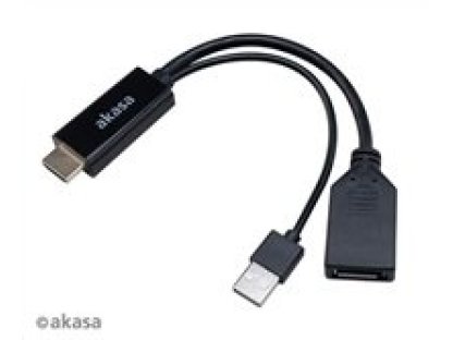 AKASA kabel  redukce HDMI na DisplayPort, with USB power cable 4K@60Hz, 25cm