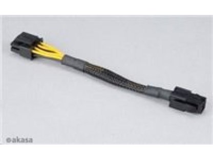 AKASA kabel  redukce napájení z 4pin ATX 12V female na 8pin (4+4) ATX 12V male, 15cm (AK-CBPW10-15BK)